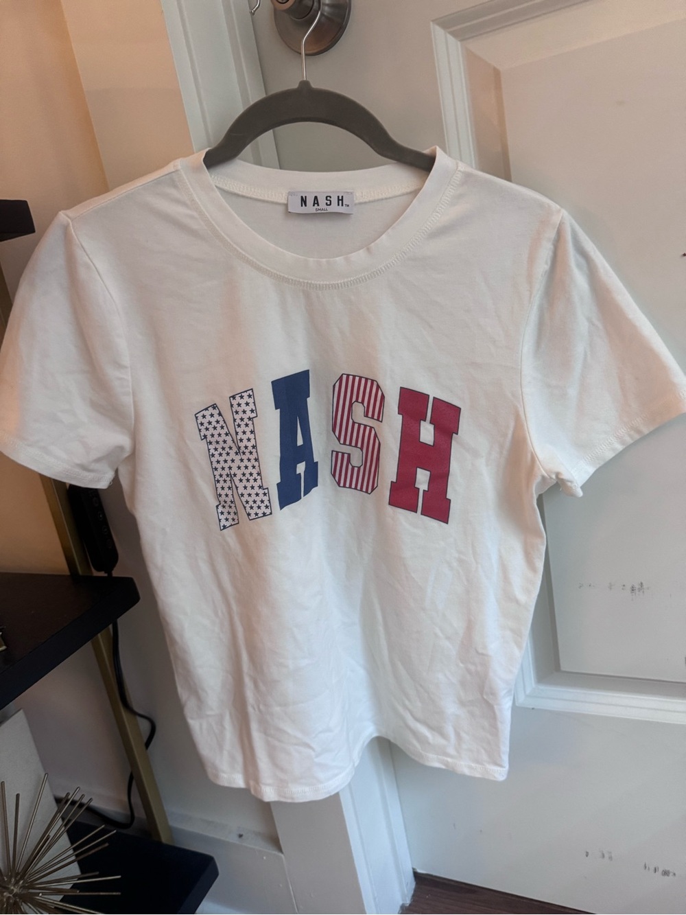 NASH White Graphic Tee - Red & Blue Lettering